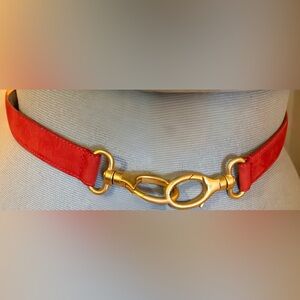 💋 Vintage Carlisle Ruby Red Suede Belt - Size Large